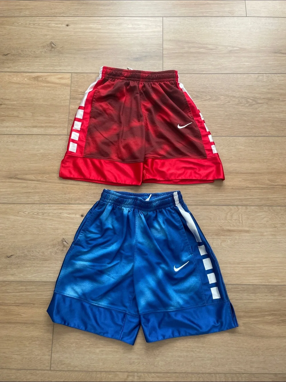 Nike Kids Athletic Shorts in Red, Blue & White, Boys M, Set of 2